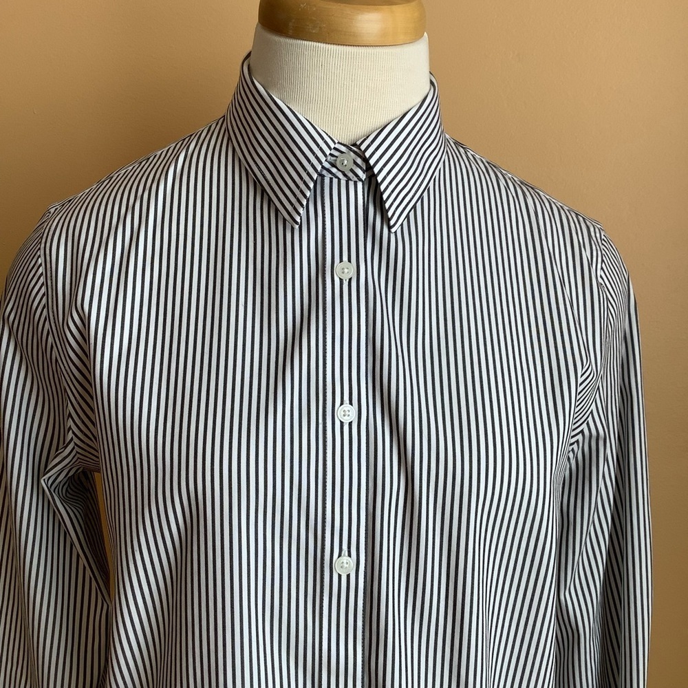 JONES NEW YORK Black/White Striped Button Down Shirt Size M - Picture 5 of 10